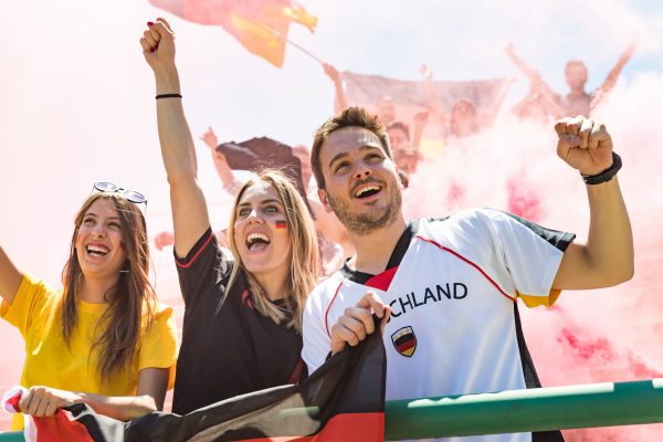 German supporters celebrating at stadium for football match